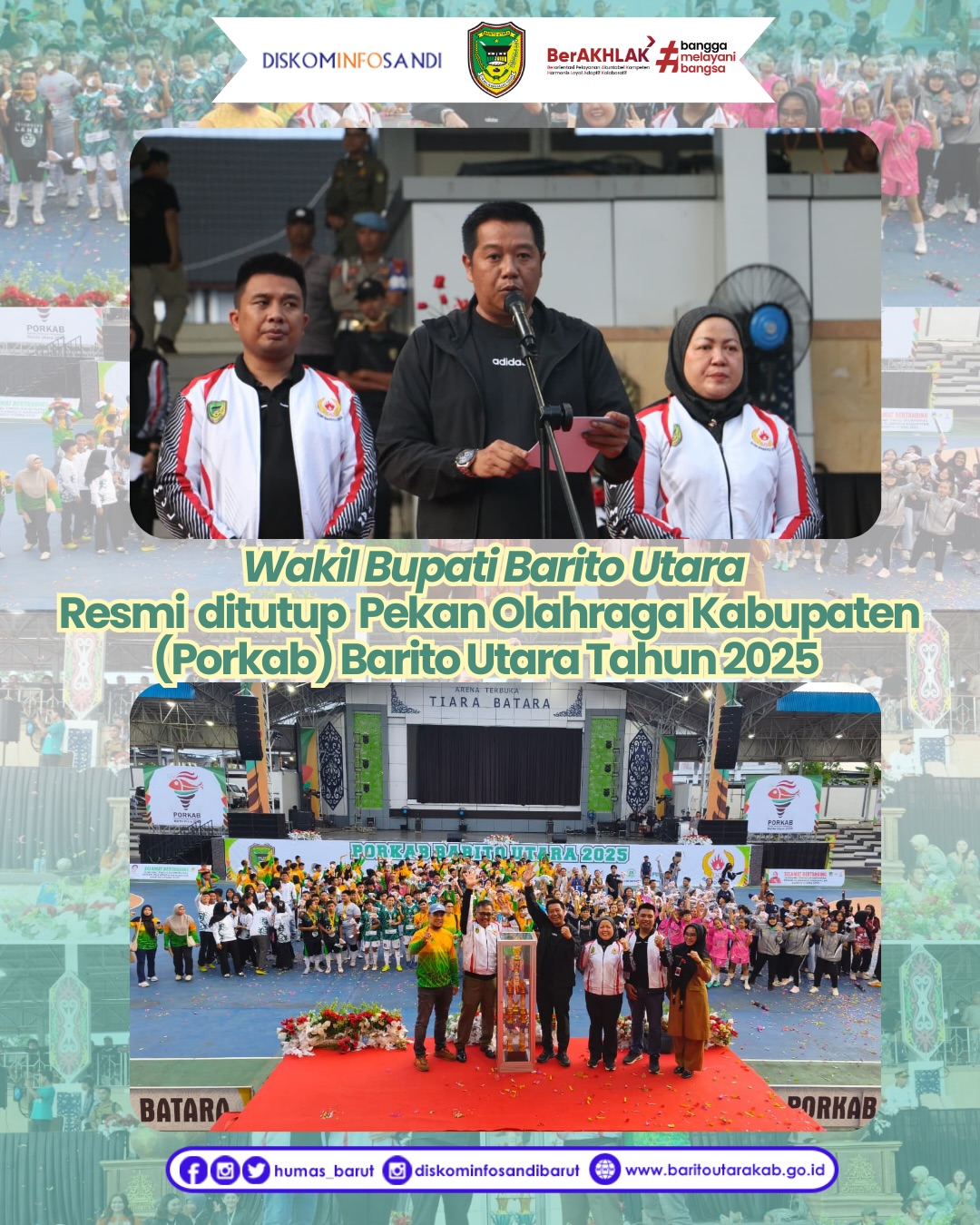 Tutup Pekan Olahraga Kabupaten (Porkab) Barito Utara Kecamatan Teweh Tengah Raih Juara Umum